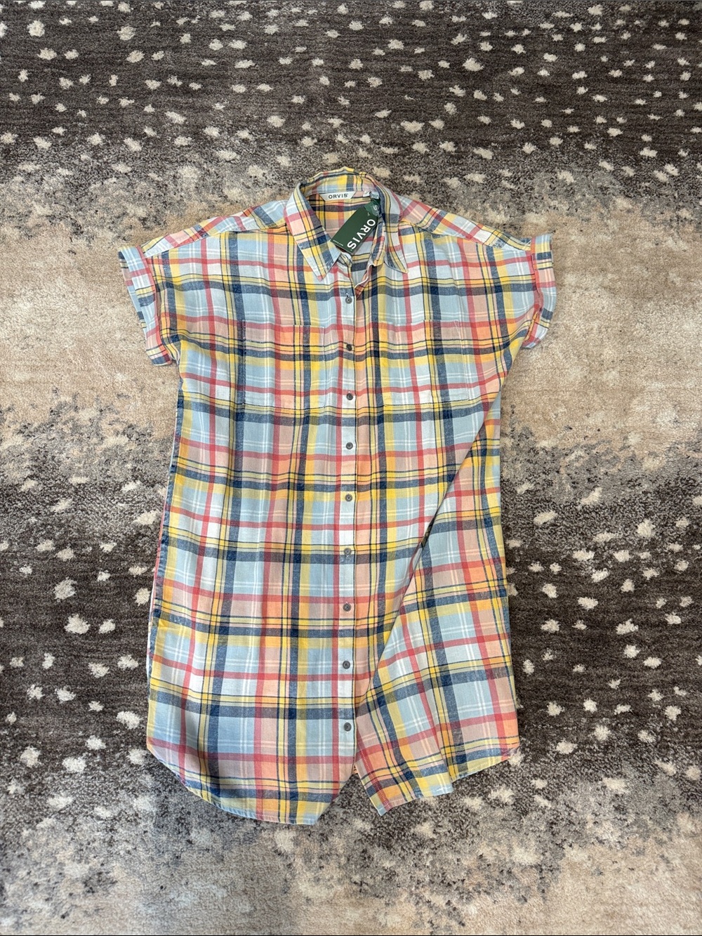 Orvis Yellow Multi Plaid Mini Dress